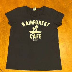 Rainforest Café extra large T-shirt navy blue white patch work on front